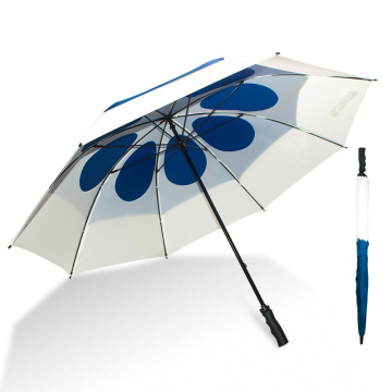 Выдвиженческие windproof двойной слой зонтик гольфа с изготовленным на заказ печатанием Логоса 